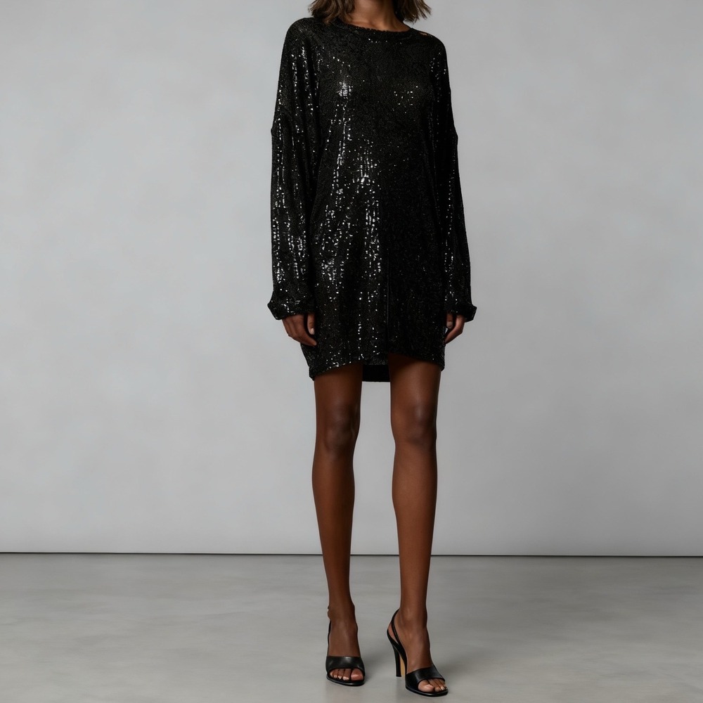 In the Mood for Love Alexandra Sequin Mini Dress Party Cocktail NEW Black XS‎